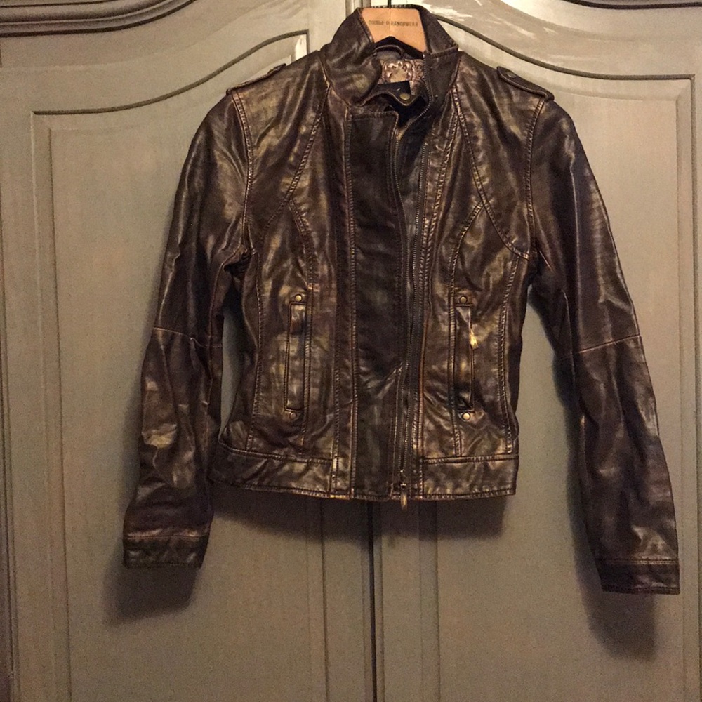 Brassy Faux Leather Jacket NBW NWOT